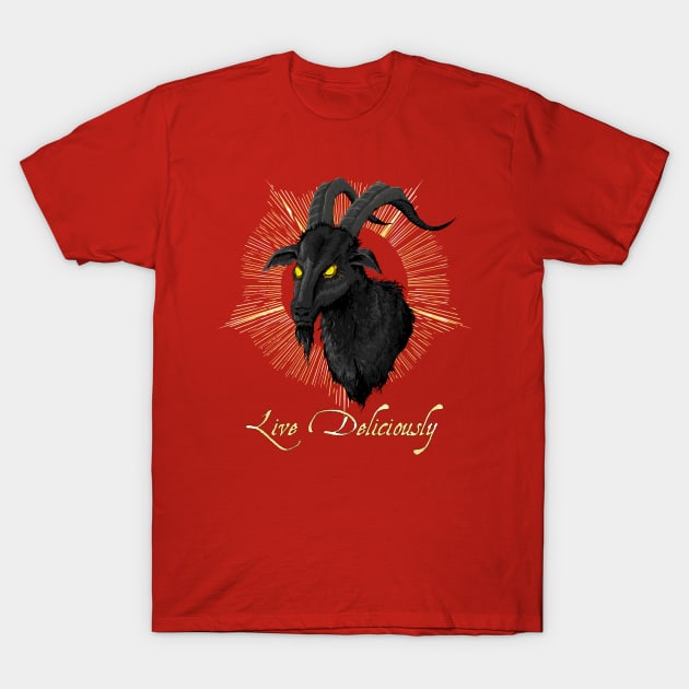 Black Phillip - Live Deliciously (The Witch) T-Shirt by forge22